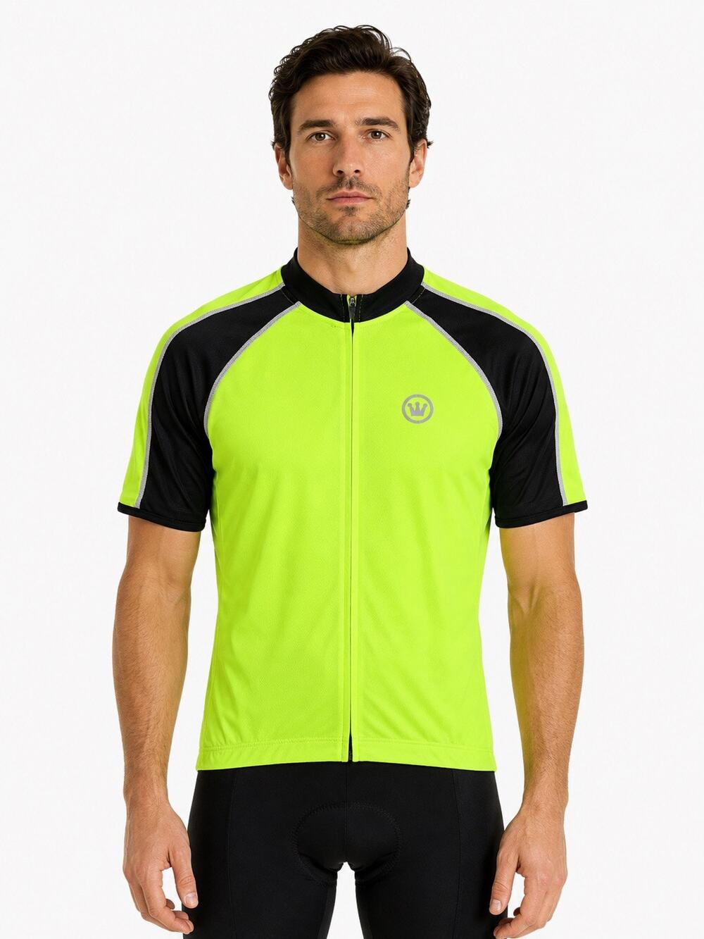 Canari Men’s L Neon Green Black Full Zip Cycling Jersey High Visibility